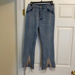 Blue Jeans with Diamond Fringe!!